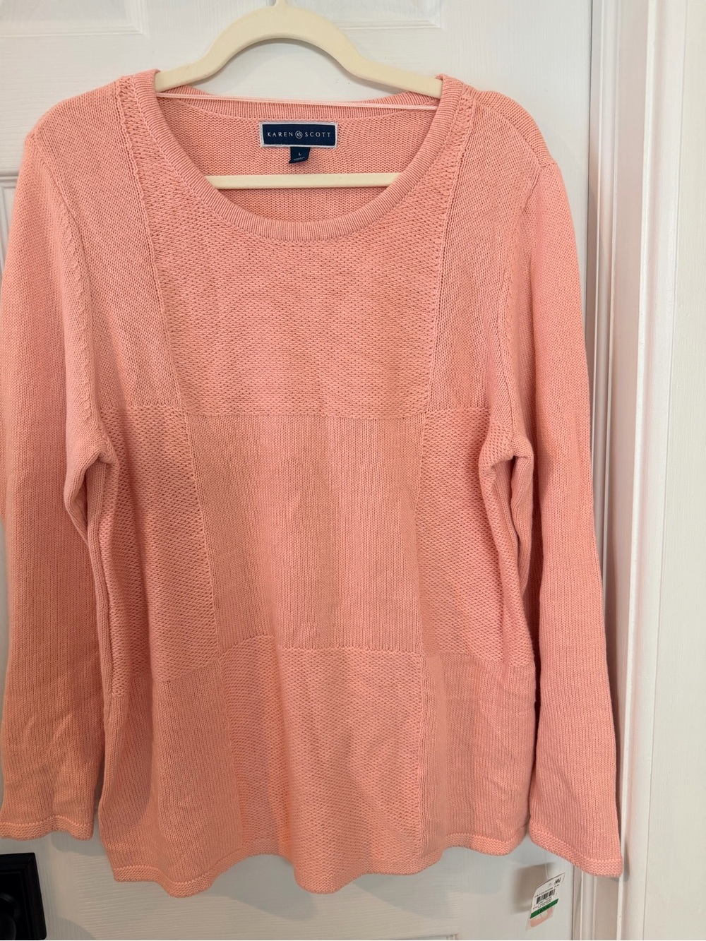 Karen Scott Peach Crewneck Sweater - Lightweight Knit NWT